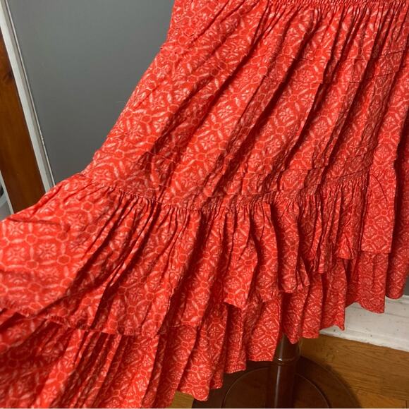 Lauren Ralph Lauren Skirt size 8 cottagecore western red tiered drop waist - Picture 4 of 9